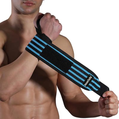 Polsband Gym Training Polssteun Banden Wraps Crossfit Powerlifting Polssteun Gewichtheffen Free size blauw