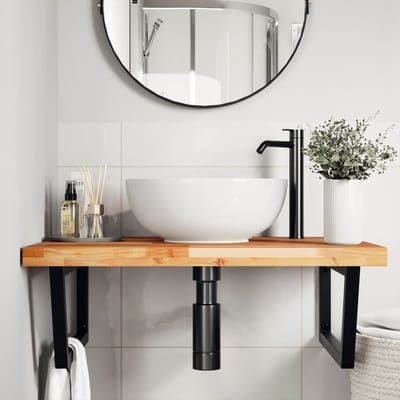 vidaXL - Badkamer - wandschap - staal - en - massief - acaciahout