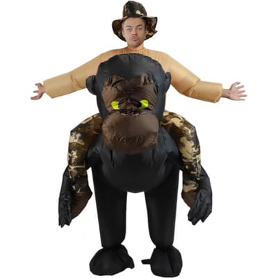 Creatief gorilla opblaaskostuum cosplay dier mensen dragen rekwisieten gorilla mensen dragen opblaaskostuum 150-190cm zwart