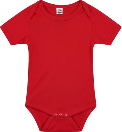 Basic rompertje voor babys - rood - katoen - 240 grams - baby kleding - kraamcadeau - korte mouwen 56
