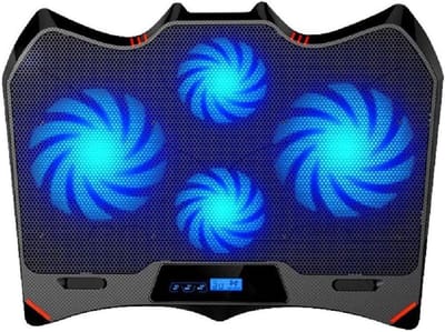 Laptop Cooling Pad Laptop Cooler with 4 Quiet LED Fans for 17 Inch Laptop Dual USB Ports 1400RPM Strong Wind Designed for Gamers and Office Notebook Cooler Pad