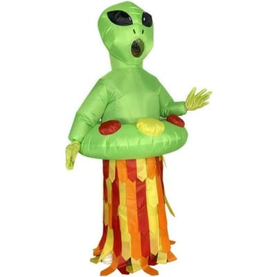Raket Alien Opblaasbaar Kostuum, Volwassenen 150-190cm groen