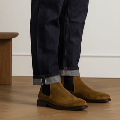 Manfield - Heren - Taupe suède chelsea boots - Maat 41