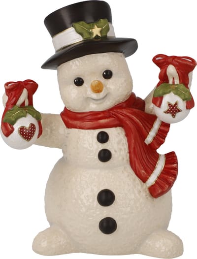 Goebel - Kerst | Decoratief beeld Sneeuwpop - Versierd voor Kerstmis | Aardewerk - 12cm