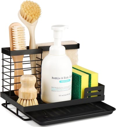 Praktische Keuken Organizer voor de Wasbak, Afwasmiddelhouder, Sponshouder met Afvoergedeelte, Ruimtebesparende Oplossing voor Keukenaccessoires en Afwasbenodigdheden