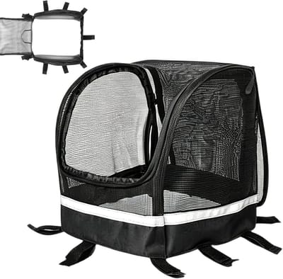 Fietsmand voor Honden - Huisdieren Fietsdrager - Veilig Vervoer - Verstevigd Frame - 28.5x24.5x25.5cm - Zwart