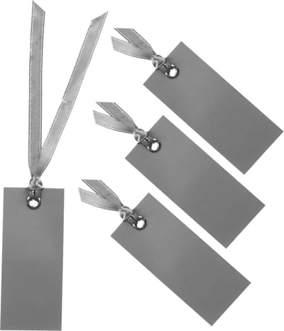 Santex cadeaulabels met lintje - 48x stuks - zilver - 3 x 7 cm - naam tags