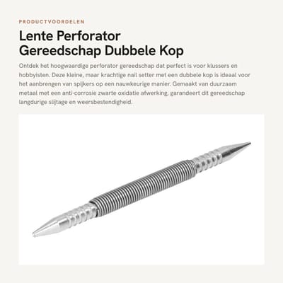 Dailygoods- Perforator Hoogwaardig Metaal - Dubbele Kop - Anticorrosie - Compact - Weersbestendig - Voor Houten Oppervlakken - Spijkerset
