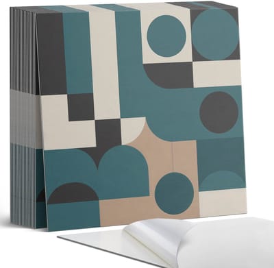 Coloray Plaktegels - Abstracte vormen en vormen Zelfklevende Tegels - 20 cm x 20 cm - Turkoois Plaktegels - 20 stuks - Vierkant PVC Tegels - Plaktegels Badkamer - Plaktegels Vloer - Vinyl Tegels Zelfklevend - Wandtegel Zelfklevend