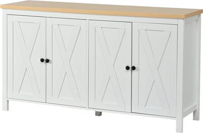 Dressoir Wit - Moderne MDF Opbergkast Voor Hal - Witte Buffetkast Met Verstelbare Planken - 140x40x78 cm - Opbergen - Woonkamer Wit