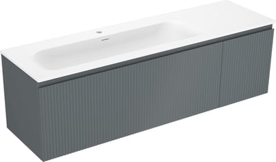 Mexen Rivel badkamerkast 160 cm met wastafel Vela links, 1S, 1D, gegroefd, grafiet mat/wit mat - 91A23-16047-3-BBFF66-W23L01