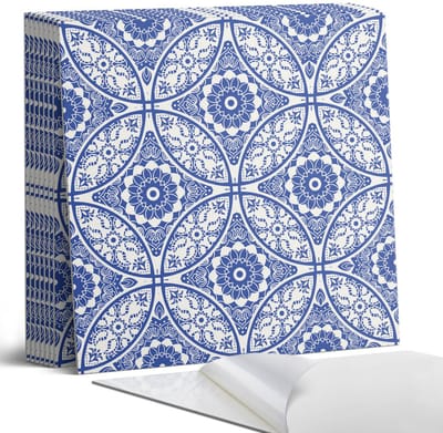 Coloray Plaktegels - Bloemenmotiefpatroon Portugese Tegels - 30 cm x 30 cm - Blauw Plaktegels - 9 stuks - Vierkant PVC Tegels - Plaktegels Keuken - Zelfklevende Vloertegels - Vinyl Tegels - Zelfklevende Tegels