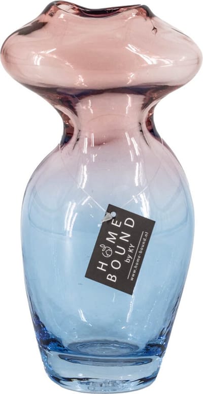 HomeBound by KY | Glazen vaas ombré | 12x9x22,6cm | bloemenvaas ombré
