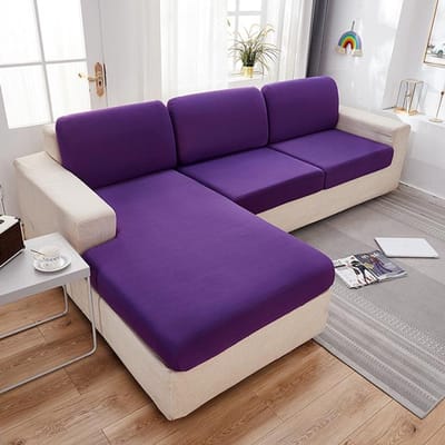 Effen Kleur Sofa Kussenhoezen Voor Woonkamer Elastische Sofa Seat Cover Hoekbank Cover Hoes Stoel Protector 1 /2 /3 /4 Seat Back cushion cover paars