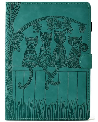 Bescherm-Etui Hoes Map geschikt voor Apple iPad 10 - A16 - 10.9 - 2022 - 2025 - Cartoon Cats - Groen