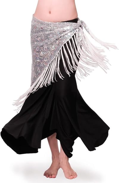 Vrouwen Buikdans Heup Sjaal met Kwastjes en Pailletten - Triangle Wrap Rok voor Buikdans Kostuum en Outfit