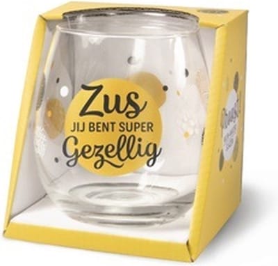 Wijnglas - Zus - zijden lint: "Speciaal voor jou" - Cadeauverpakking
