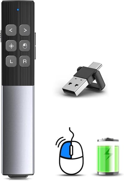 Oplaadbare Draadloze Presenter voor Presentaties met USB Type C – Presentator Pointer voor Mac, PC en Laptop