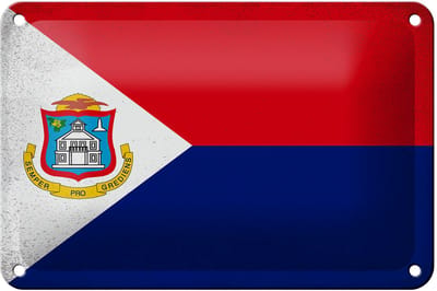 Blechschild Flagge Sint Maarten 18x12cm Flag Vintage Dekoration