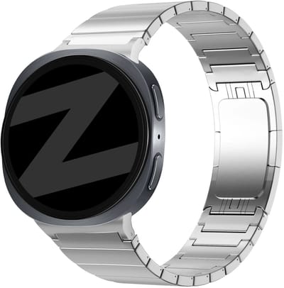 Bandz Titanium band ‘One Bead’ - Hoogwaardig titanium bandje geschikt voor Samsung Galaxy Watch 9 (40/44mm) / Watch 8 (40/44mm) / 8 Classic (46mm) - Inclusief inkort set (zilver)