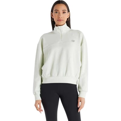 New Balance Oversized gebreid sweatshirt met kwartrits voor dames (Munt)