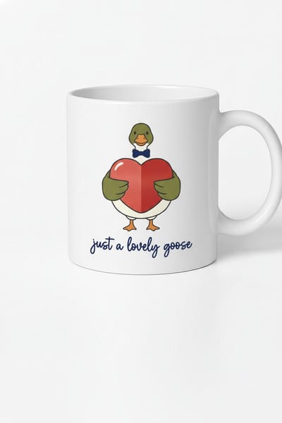 Lieve Gans Mok met Hart & Strik - 'Just a Lovely Goose' Koffiemok | Uniek Cadeau