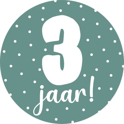 Sticker 3 jaar groen - traktatie sticker verjaardag - peuter - kinderfeestje - 20 stuks