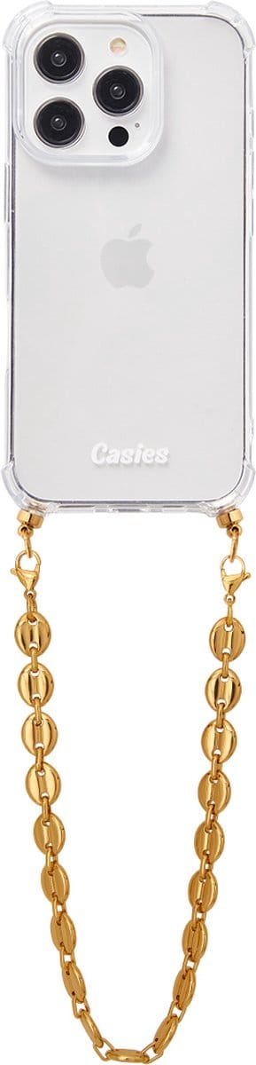 Casies hoesje geschikt voor Apple iPhone 11 met Solar koord - Gold chunky cord - Short Size - RVS - Telefoonhoesje met gouden koord