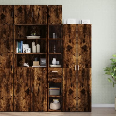 vidaXL - Opbergkast - smal - 30x42,5x225 - cm - bewerkt - hout - gerookt - eikenkleur