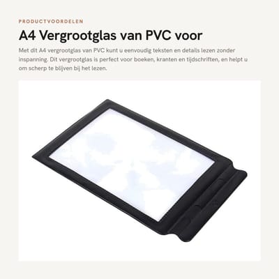 Dailygoods- Vergrootglas 3-voudig - A4 Formaat - PVC-lens - Flexibel - Hoogwaardige Fresnel Lens - Ideaal voor Lezen - Vergrootblad