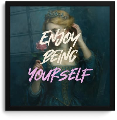 Poster in lijst - Fotolijst 40x40 cm - Posters - Vrouw - Roos - Quote - Posterlijst zwart - Decoratie - Wanddecoratie woonkamer - Muurdecoratie slaapkamer