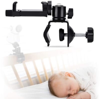 Allecto - Universele babyfoonhouder - Flexibele montage - Zwart - Geschikt voor wieg en wandplank - Voor babycamera - Veilig zicht op je baby