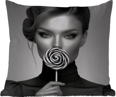 Sierkussen Buiten - Vrouw - Lolly - Zwart - 60x60 cm - Weerbestendig