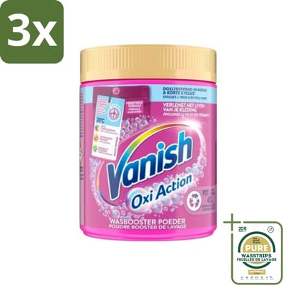 3 x Vanish Oxi Action - Vlekkenverwijderaar Poeder - Zonder Bleek - Gekleurde Was - 530 Gram - Grootverpakking - Vlekkenverwijderaar - Wasbooster - Kleurvervanging - Geurneutralisatie - Frisse Was