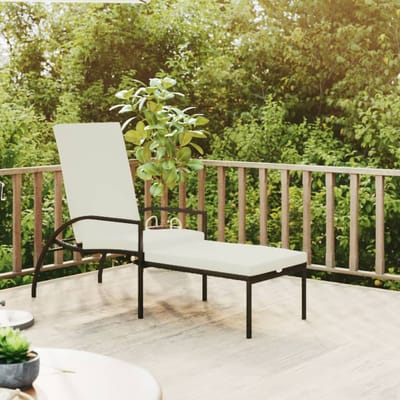 vidaXL - Ligbed - met - voetensteun - polyetheen - rattan - bruin