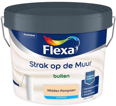 Flexa - Strak Op De Muur Buiten Zijdemat - Midden Pompoen - Mengverf - 2,5 L