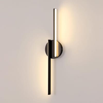 LED-wandlamp voor binnen, 22W moderne aluminium wandlamp, 3000K warm licht wandlamp voor woonkamer, gang, trap, nachtlampje (55 cm zwart)