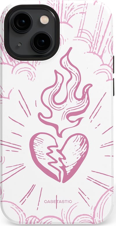 Casetastic Hoesje Geschikt voor Apple iPhone 13 Mini Magsafe - Stijlvolle Beschermende Duo-layer Case - Roze Liefdesvlam