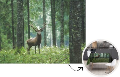 Tafelkleed - Tafellaken - 260x180 cm - Hert - Bos - Bomen - Dieren - Natuur - Binnen en Buiten