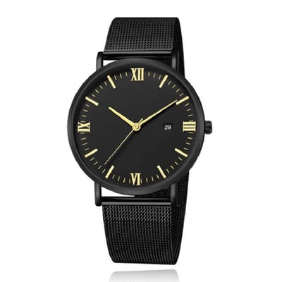 LGT JWLS Herenhorloge met Zwarte Mesh Band - Goudkleurige Uuraanduiding