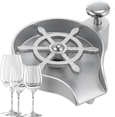 Glazen Spoeler - Flessenspoeler Keuken - Hygiënisch Afspoelen - Geïntegreerde Zeepdispenser - 15 cm mondstuk - Zilver