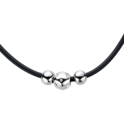 Behave Ketting Dames – Zwart Rubber Ketting met Kristal – Magneetsluiting – Minimalistisch & Elegant – Nikkelvrij – 44 cm