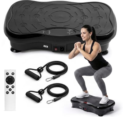 ADSafety Trilplaat - Trilplaat Fitness - Powerplate - Inclusief Weerstandsbanden en Handvatten - 5 Trainingsprogramma's - 99 Snelheid niveaus - Met Bluetooth Muziek - Trainingsapparatuur voor Uithoudingstraining - Zwart