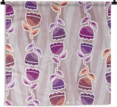 Wandkleed - Wanddoek - Tulpen - Bloemen - Patroon - 90x90 cm - Wandtapijt