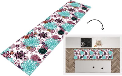 Keukenloper - Loper keuken - Mandala - Bloemen - Patroon - 200x50 cm - Keukenloper vinyl