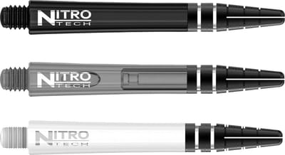 RED DRAGON - Nitrotech Selectiepakket 1 - Wit, Zwart en Grijs Medium Dartschachten - 3 sets per pakket (9 Dartschachten in totaal)