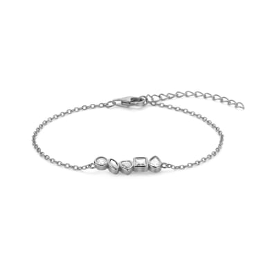 New Bling - 9NB-1571 - 925 zilveren armband met witte stenen - 16+3,5 cm - rhodium plated