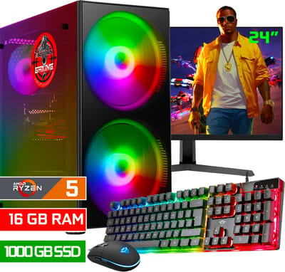 ScreenON - Game Computer / Gaming PC Set (24" Monitor + Muis & Toetsenbord) - Ryzen 5 8600G - 1000GB M.2 SSD - 16GB RAM - AMD Radeon 760M - Windows 11