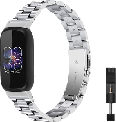MY PROTECT - Luxe Metalen Bandje Geschikt Voor Fitbit Inspire 3 - Schakel Band - Zilver