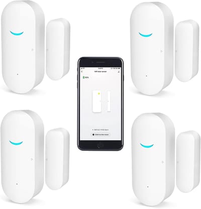 Draadloze WiFi Deur- en Raamsensoren - Slim Alarmsysteem voor Huisbeveiliging - Compatibel met Alexa en Google Home (4-pack)